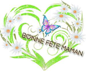 Gif animé bonne fête  maman coeur papillon